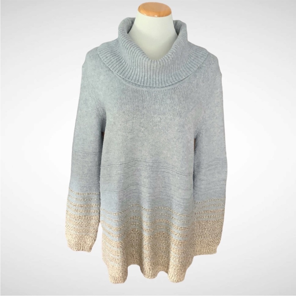 Calvin Klein Long-Sleeve Cowlneck Sweater with Metallic Bottom